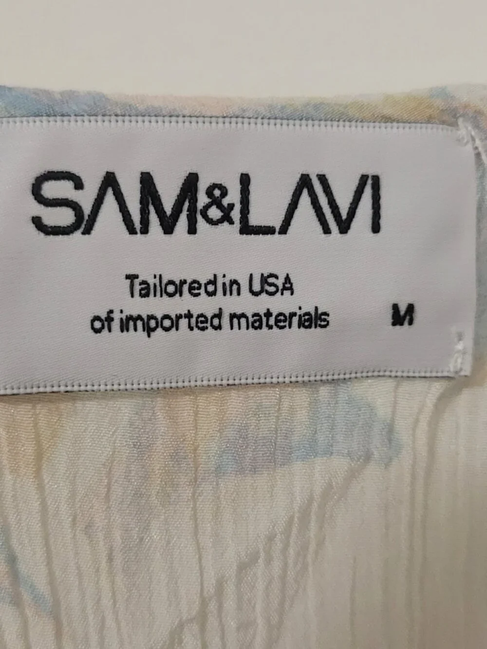 Sam & Lavi Blue & Cream Midi Dress - Size M - Picture 7 of 9